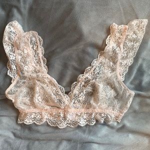 Eberjey light pink lace bralette with sleeves NWOT